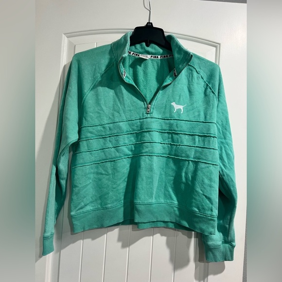 VS Victoria Secret‎ PINK mint green pullover sweater zip up L large sweatshirt - Picture 1 of 7